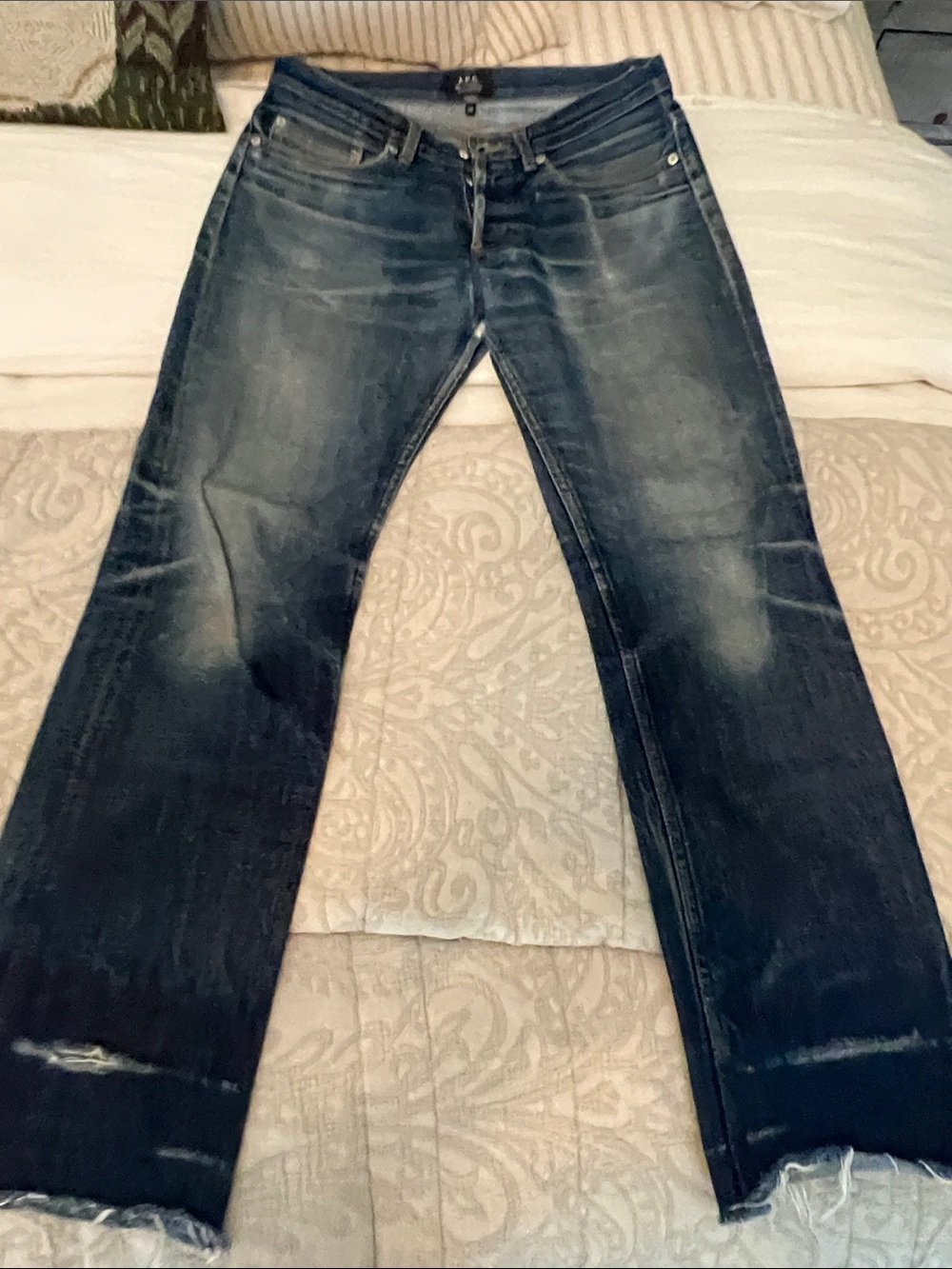 A.P.C. Women's Bootcut Jeans in Dark Blue Faded Wash
